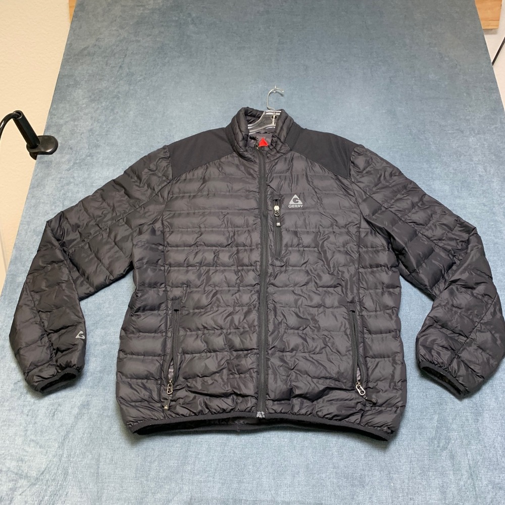 Gerry Puffer Jacket Mens XL Black Long Sleeve Pockets Outdoor Winter  Full Zip